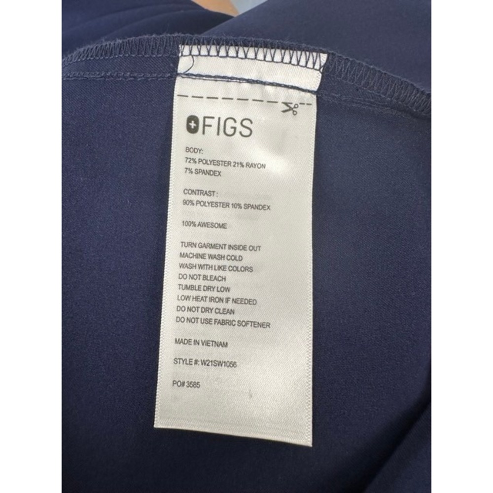 Figs Nala Polo Scrub Top Womens Medium Navy Long Sleeve Technical W21SW1056 NWT - Picture 5 of 5